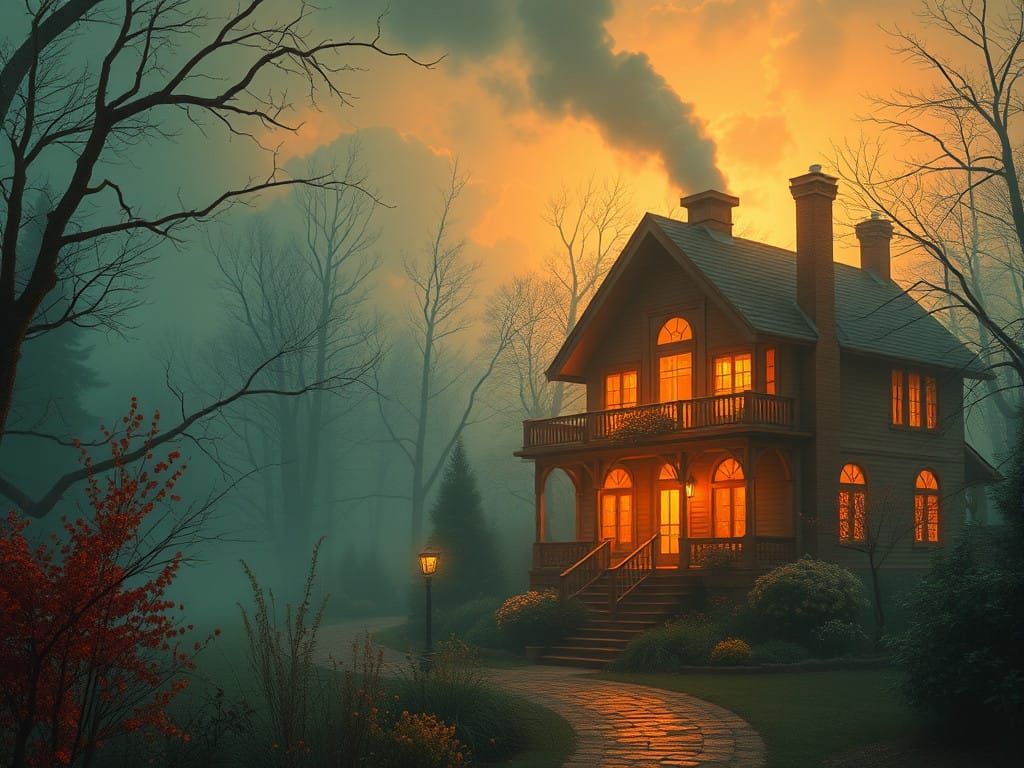 Whimsical Auburn Fantasy Scene in Hyperdetailed Minimalist S...