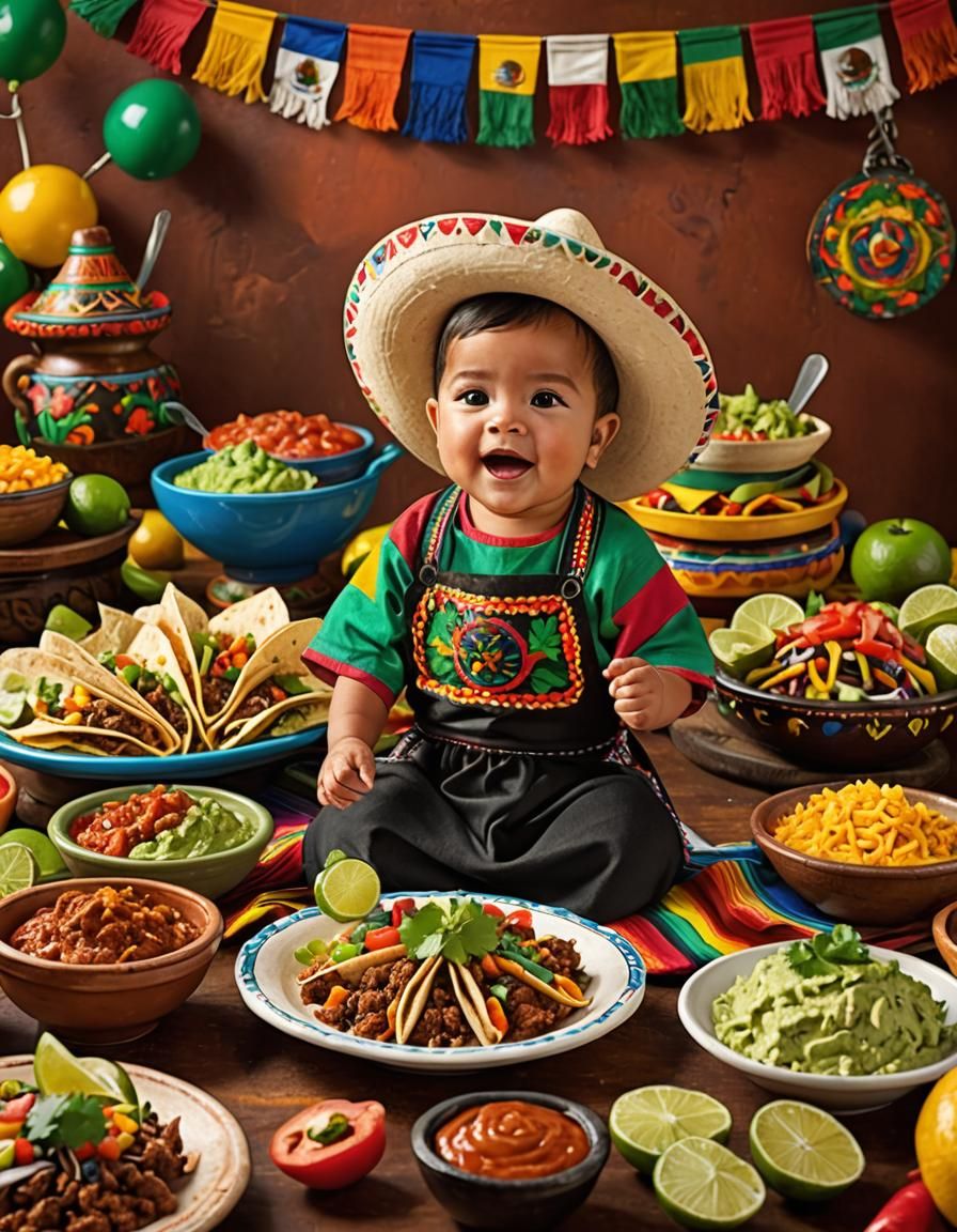Cinco de Mayo Celebration with Cute Mexican Baby