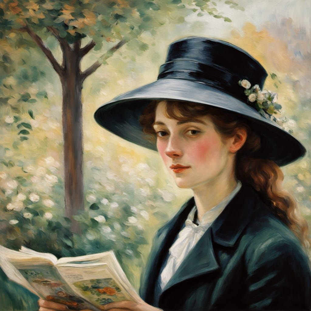 Impressionist Woman in Serene Garden Setting