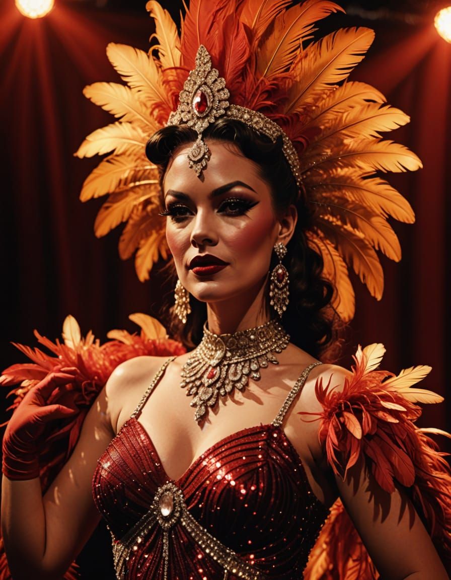 Vintage Glamour: Showgirl in Burlesque Style