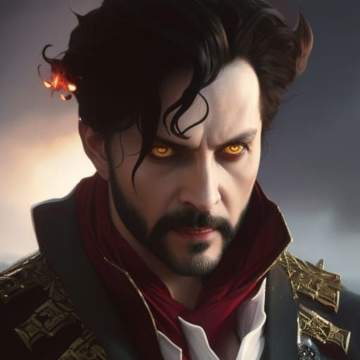 Mephistopheles Portrait in Hyperdetailed Digital Art Style