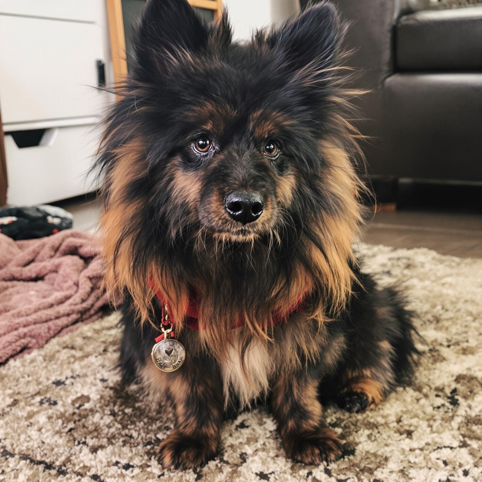 Fiery Furry Dog in Flames: A Dynamic Image