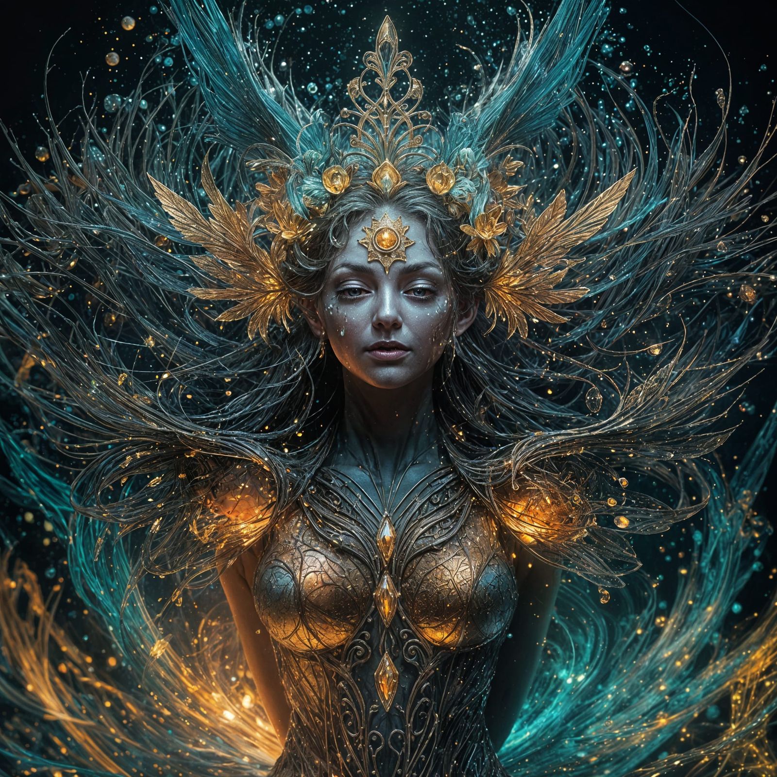 Epic Splatter Art: Water Fey with Divine Proportions