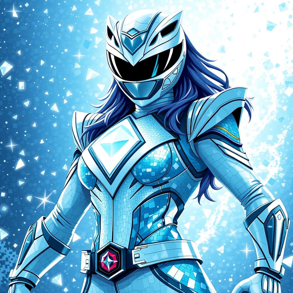 The White Crystal Tiger Polar Bear power ranger with a white...