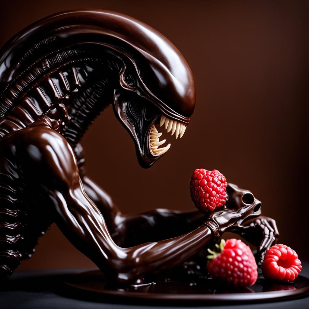 Chocolate Xenomorph Sculpture Inspired by Rodin