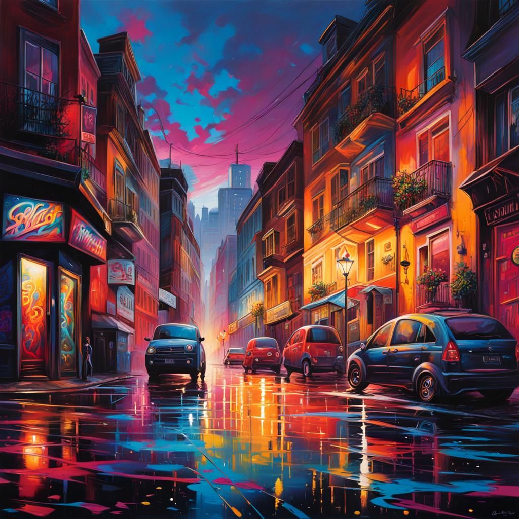Vibrant Graffiti Art of Twilight Evening