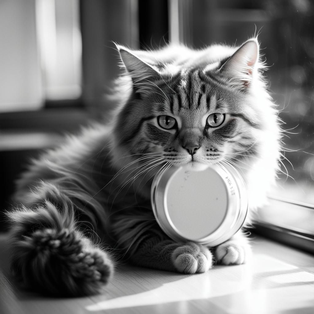 Fluffy Cat in Jar: An Amusing Squeeze