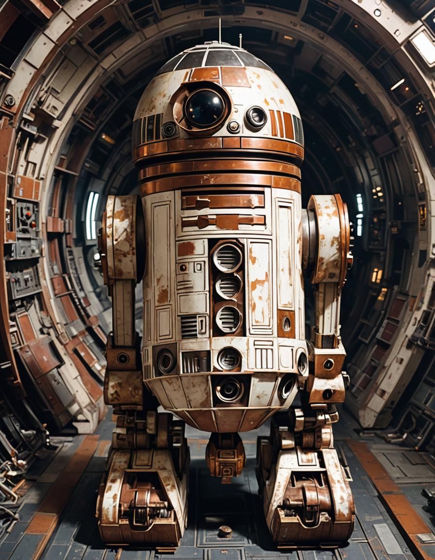 Tarnished Copper Astromech Droid in Space