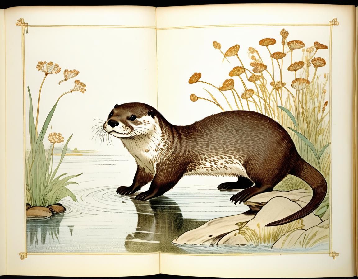 Charming Otter Illustration in Children's Book Style