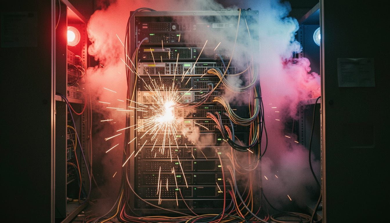 Catastrophic Computer Network Failure Cinematic Film Still