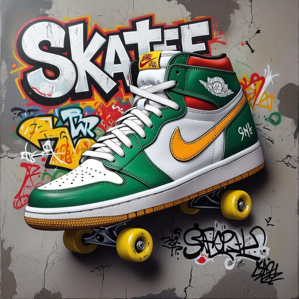 3D Graffiti SKATE with White Outline and Brazilian Culture