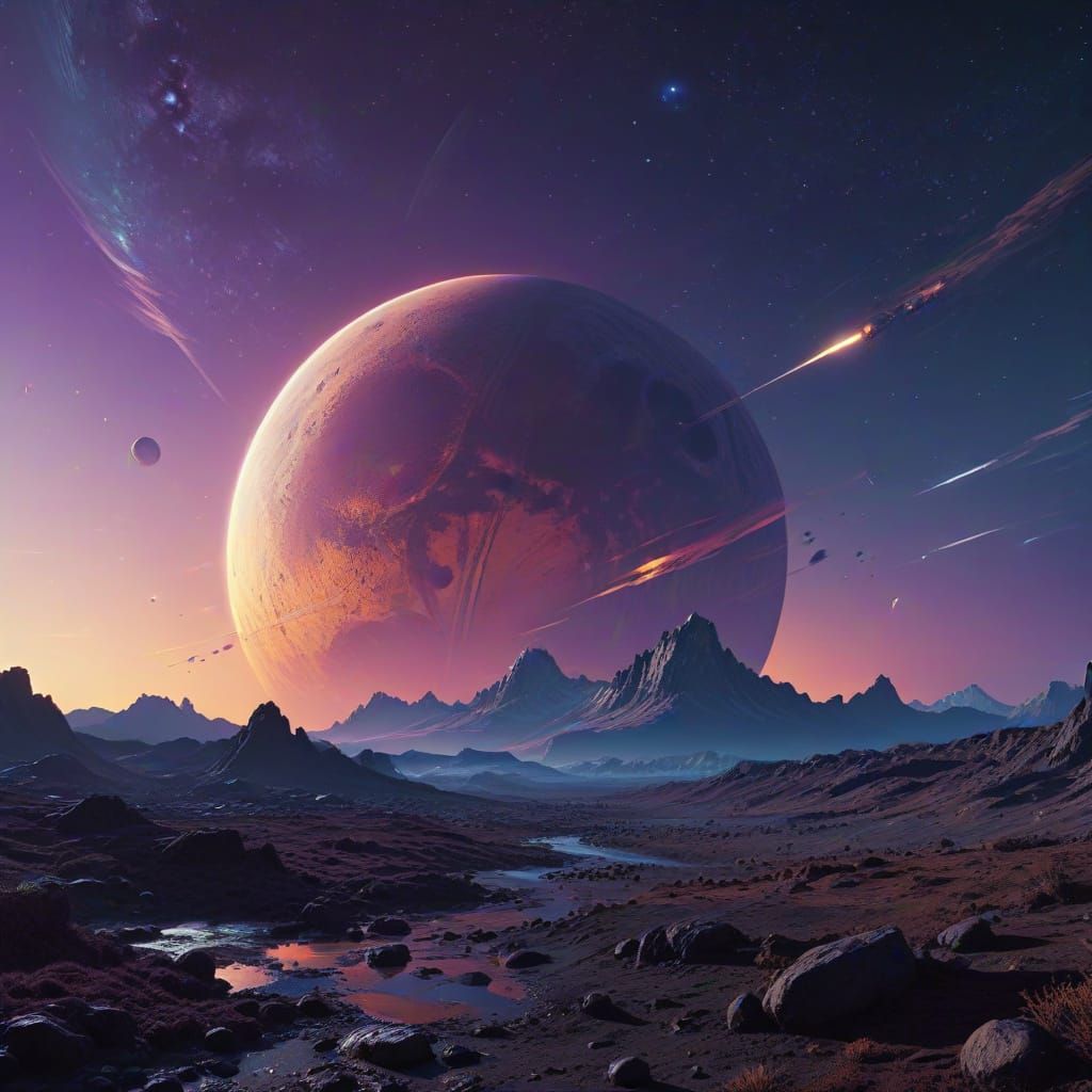 Epic Lunar Sunrise with Planetary Alignment