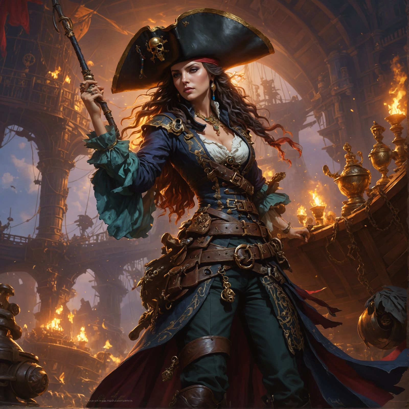 Pirate Queen Emeraldas in Hyperrealistic Digital Art