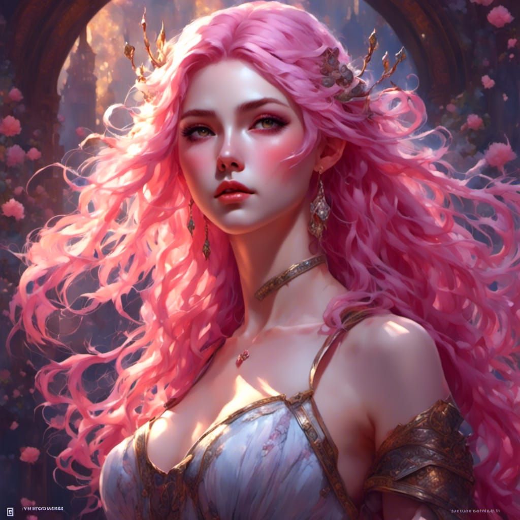 Pink-Haired Anime Girl in Ethereal Punk Style