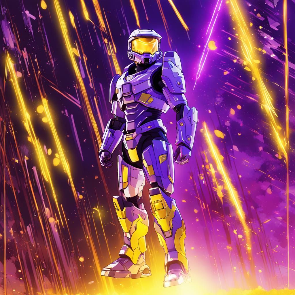 Master Chief in Purple Spartan Armor, Anime Style