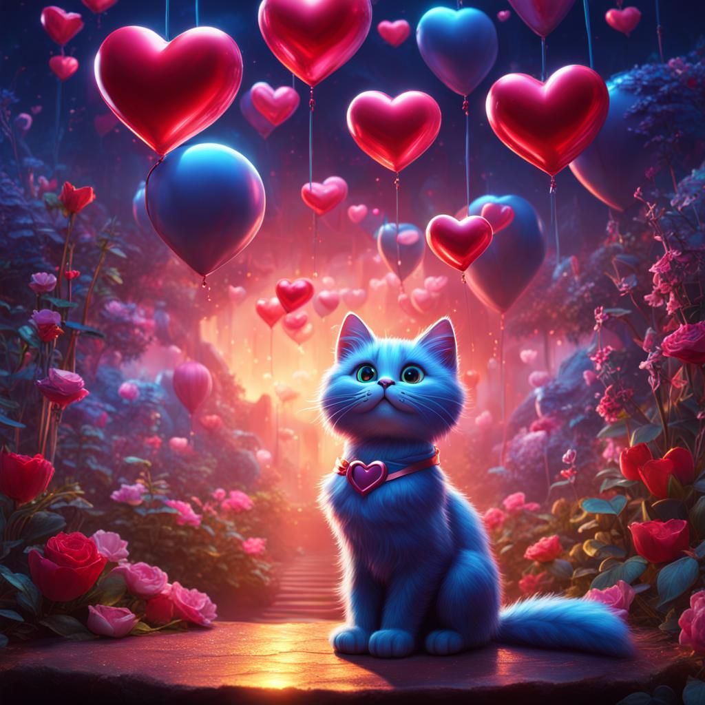 Sweet Little Cat Shows Love You Sign