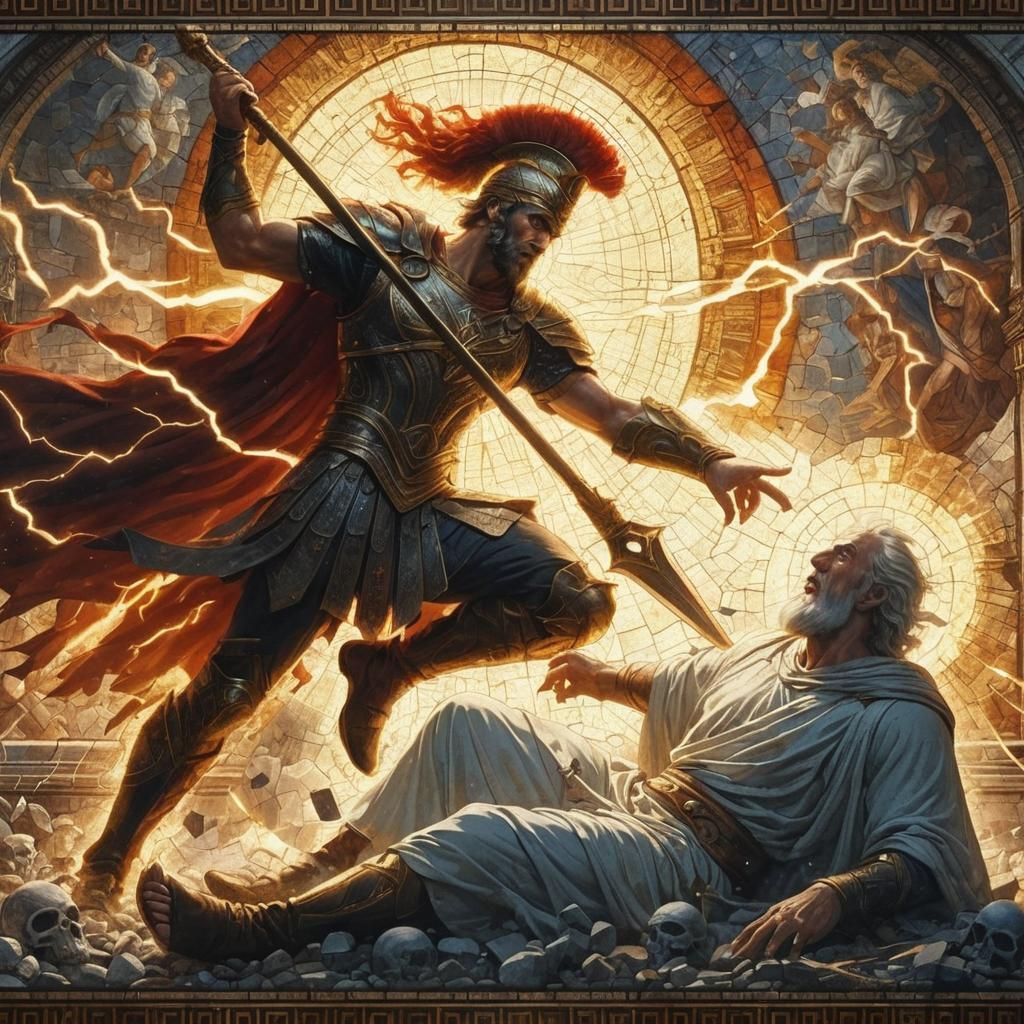 Son of Zeus: Divine Avenger in Mosaic Style