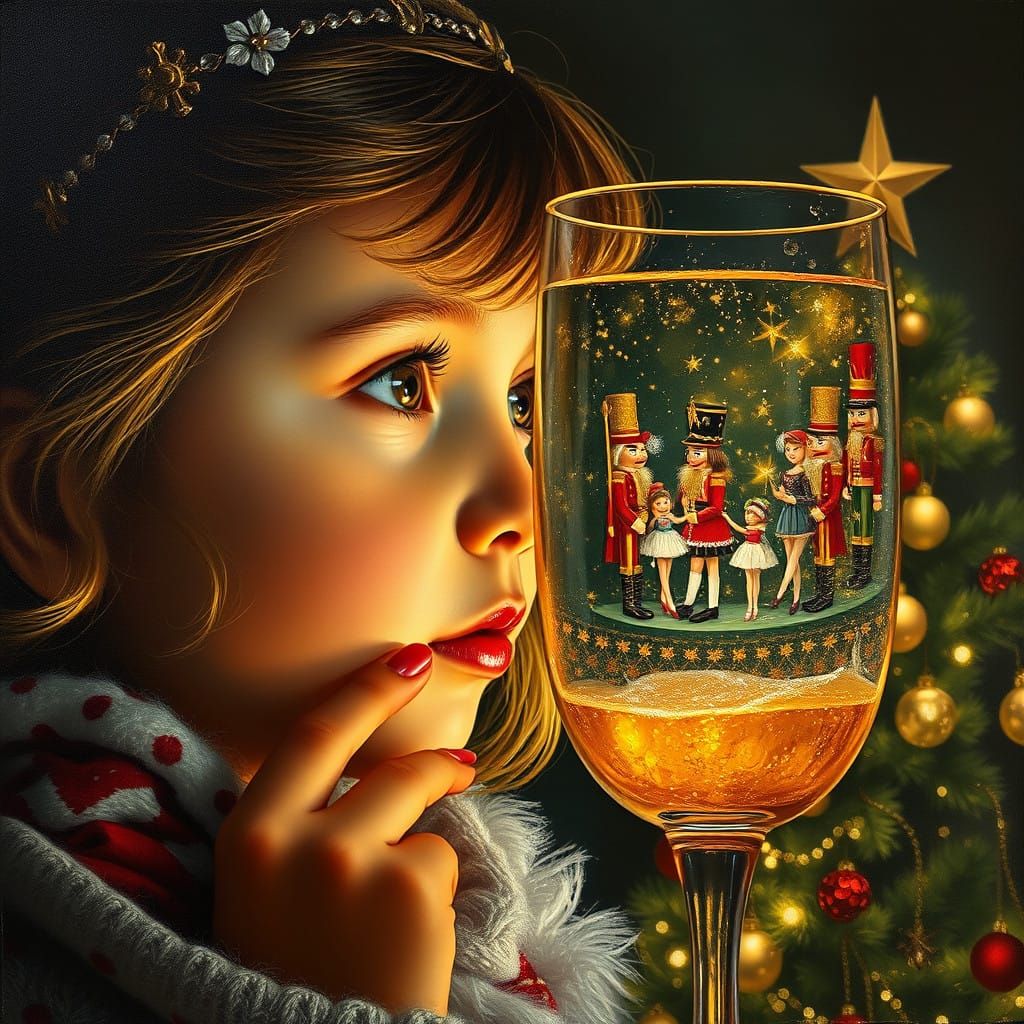 Young Girl in Sparkling Apple Cider, Inspired by Klimt and R...