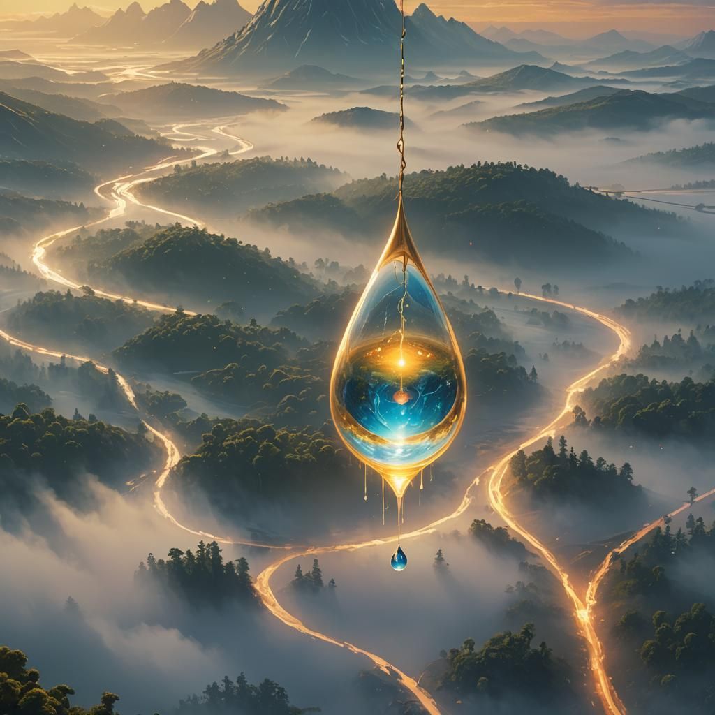 Ethereal Teardrop Encasing Earth: Surreal Concept Art
