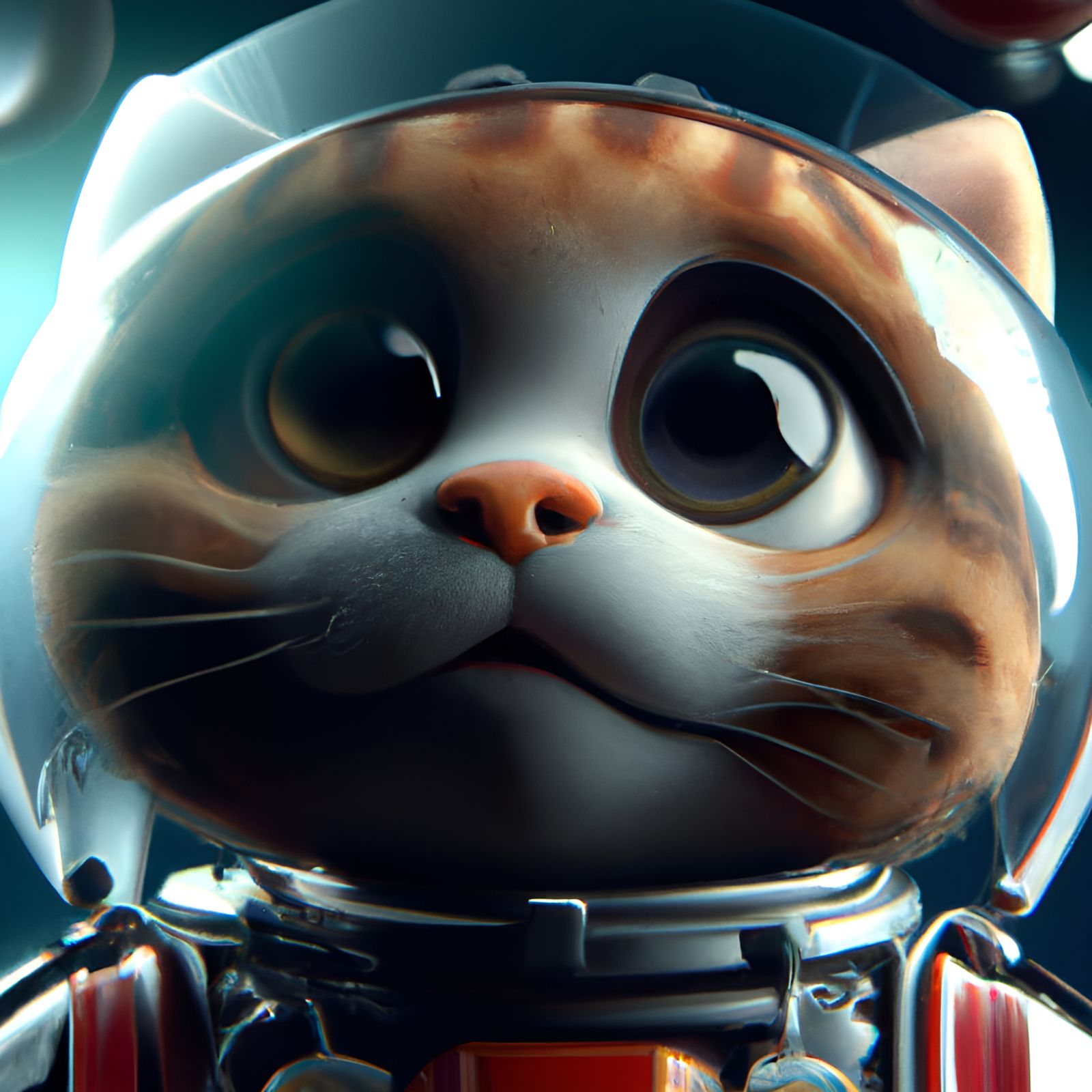 Adorable Cat Astronaut in Space, 3D Render