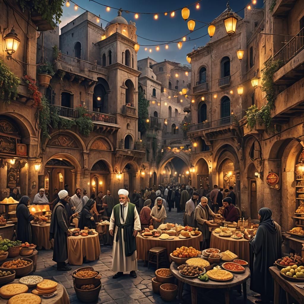 Sicilian Nightlife Narrated, Detailed Matte Painting