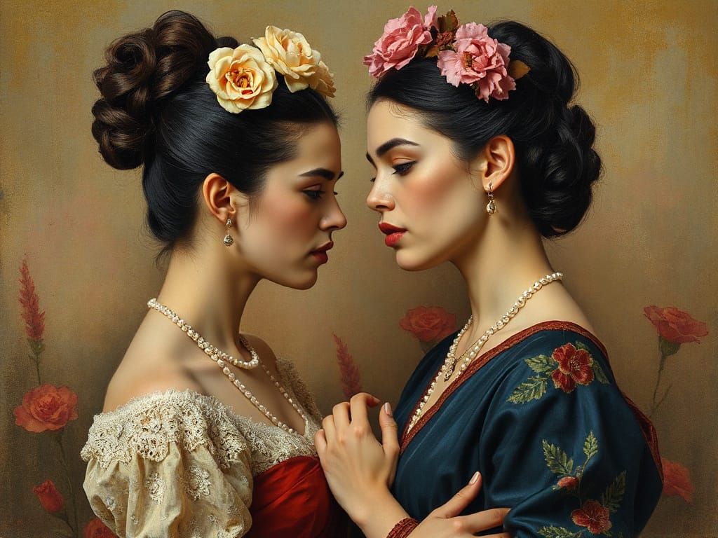 Two Women Share a Heartfelt Moment in Vibrant Colors