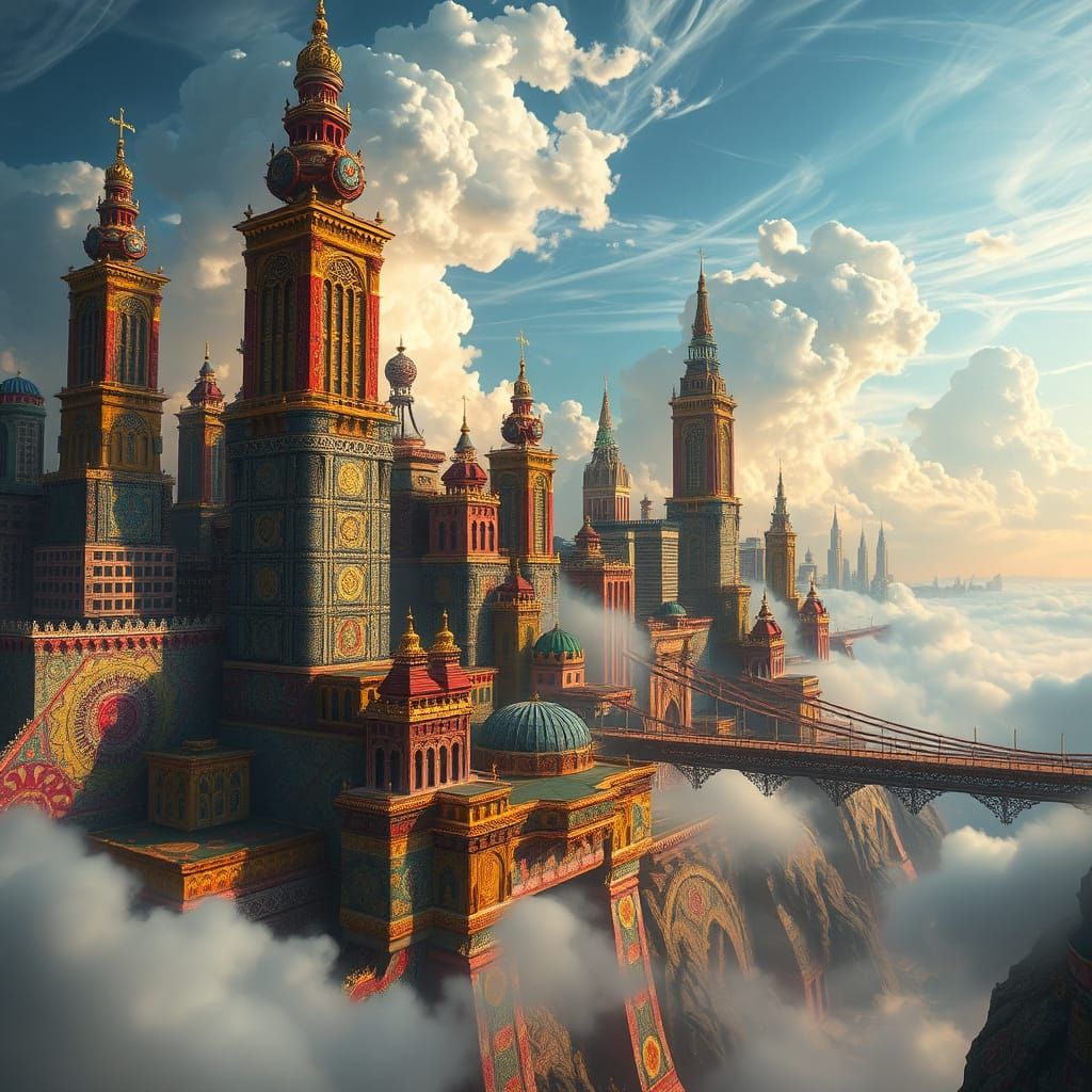 Majestic Tapestry Metropolis Rises from Fantastical Realm