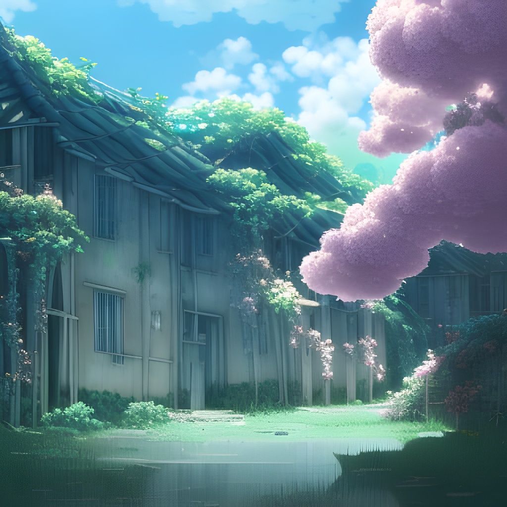 Post-Apocalyptic Village Art in Studio Ghibli Style