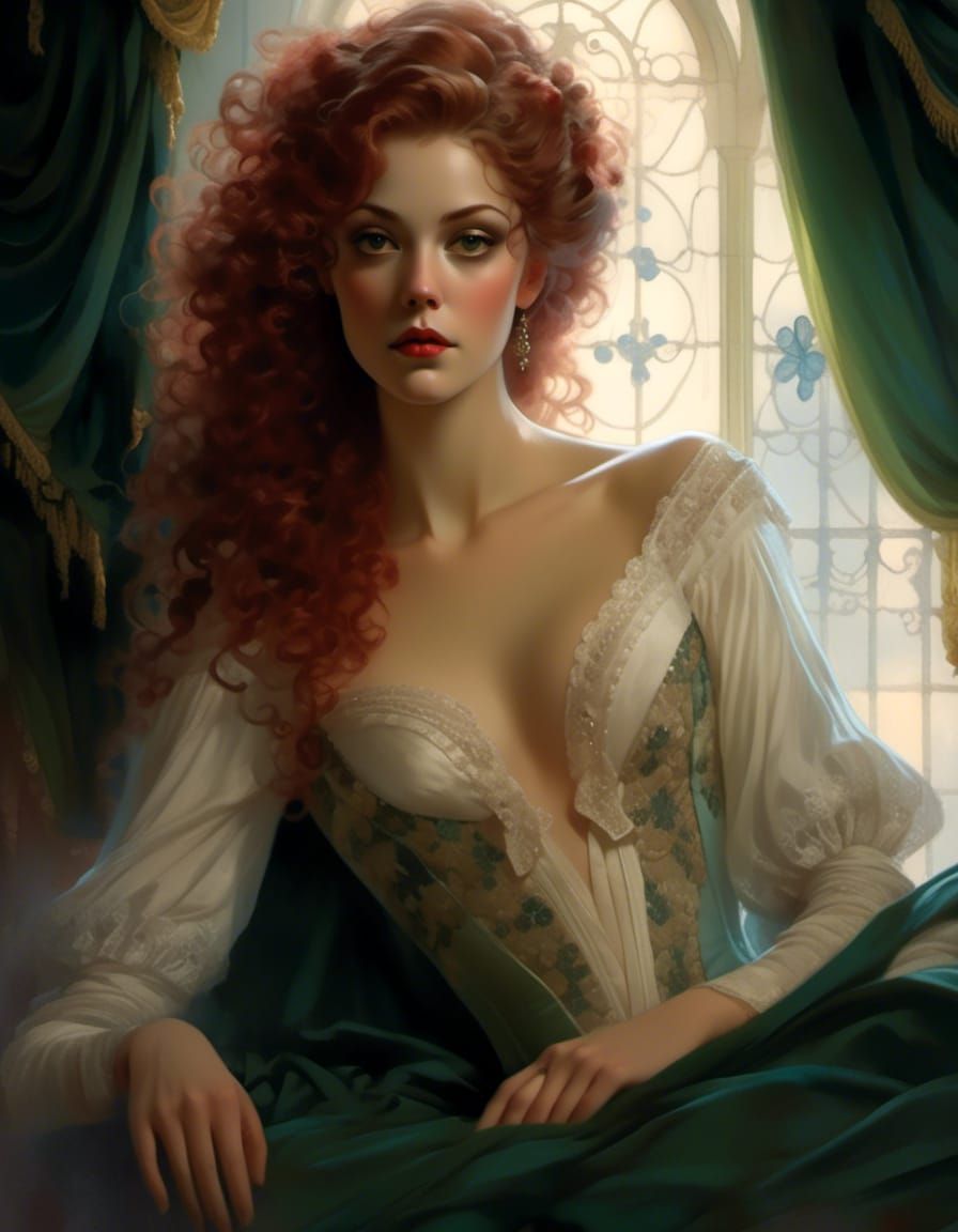 Rococo Portrait of Lady in Velvet and Lace