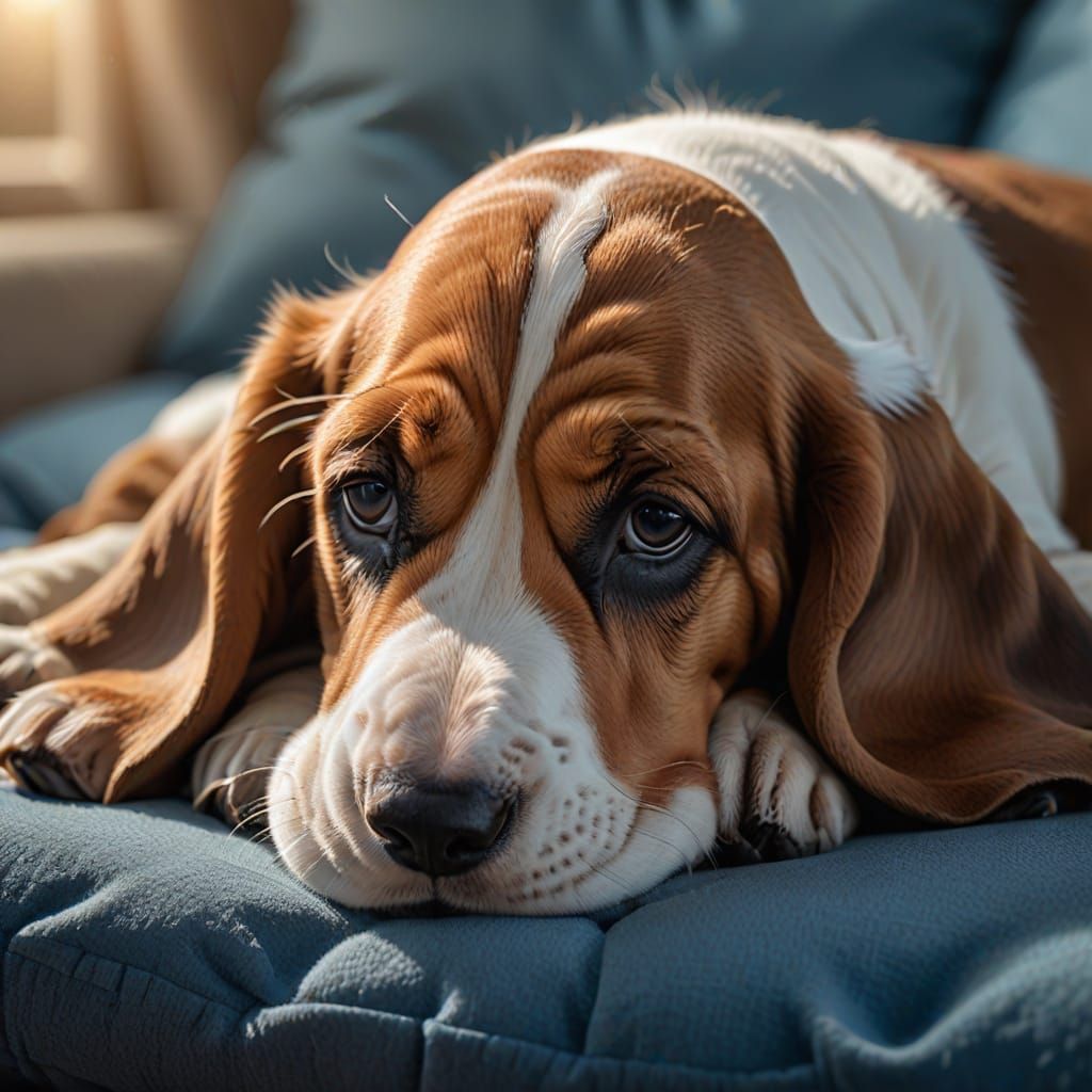 Adorable Basset Hound Puppy Sleeping Peacefully