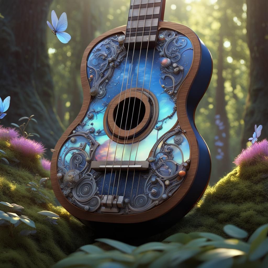 Musical Forest Ukulele Dream in Psychedelic Sci-Fi
