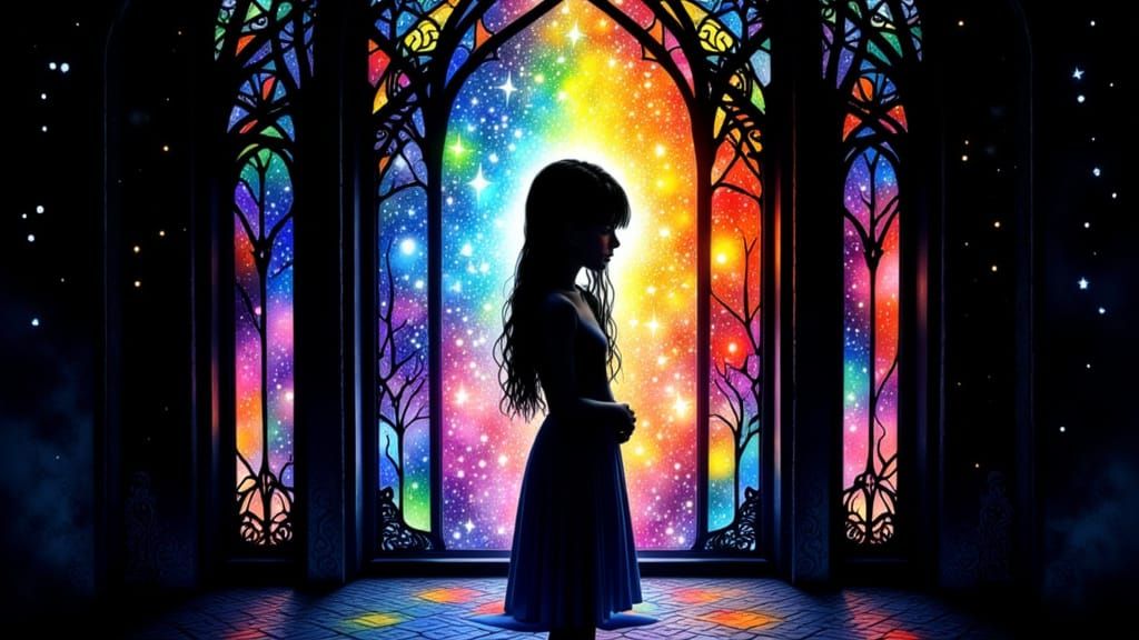 Stained Glass Person in Shinkai Style