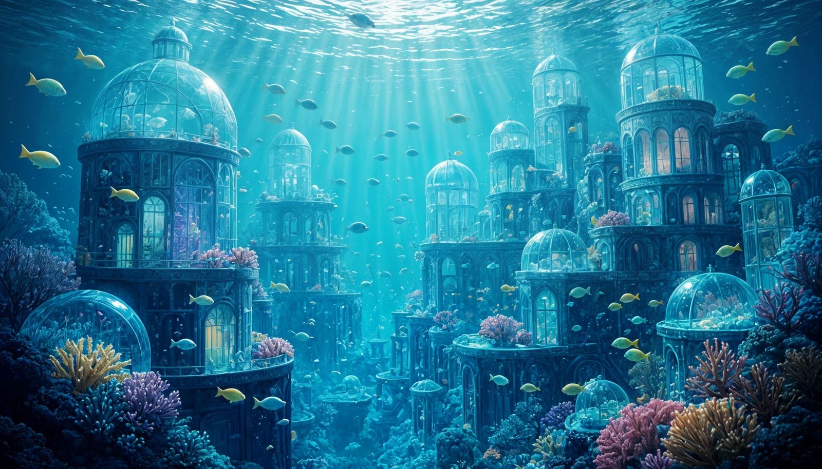 Underwater City Made of Shimmering Sea Glass