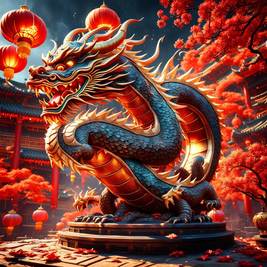 Lunar New Year Dragon: Detailed Matte Painting