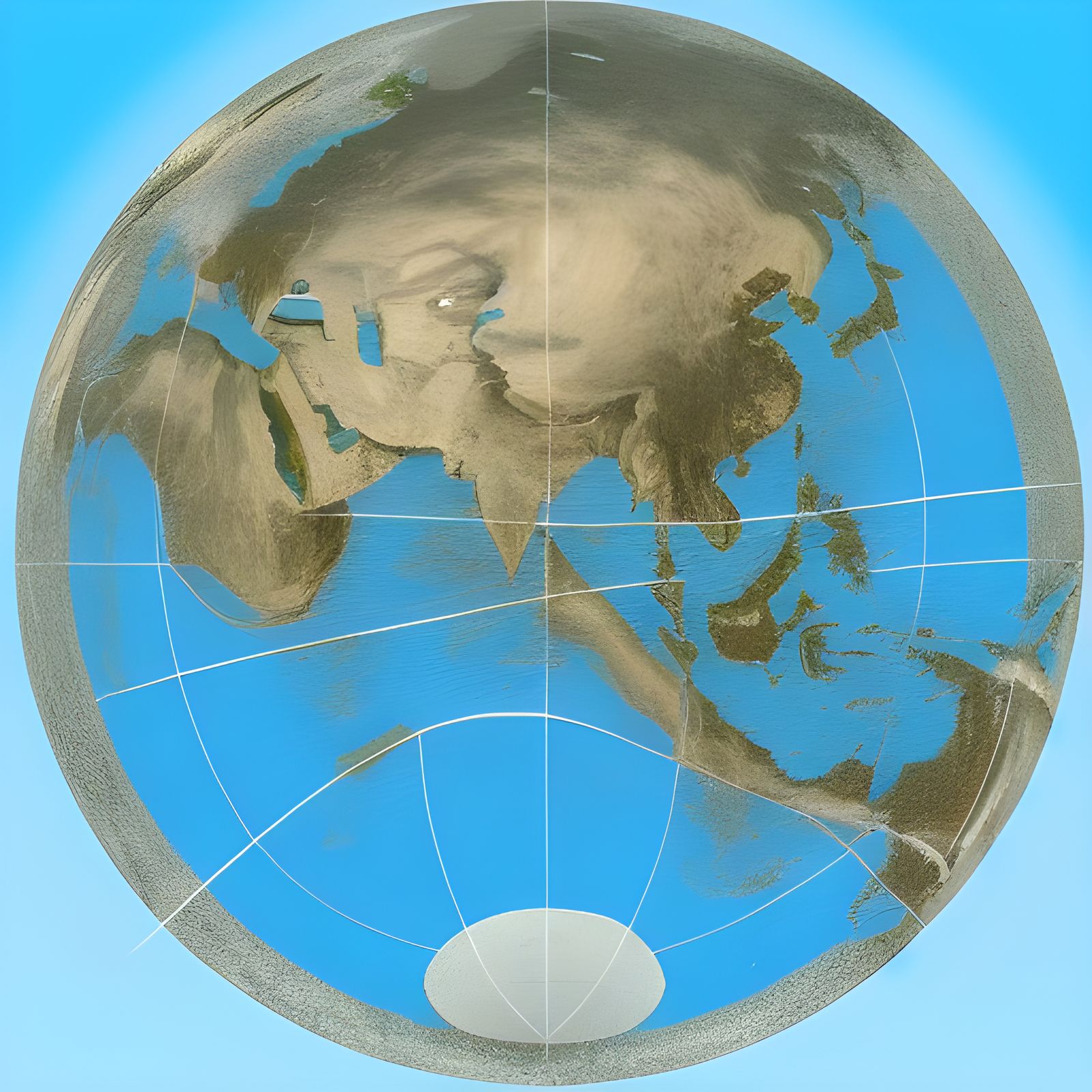 Detailed Matte Painting of a Flat Earth Map