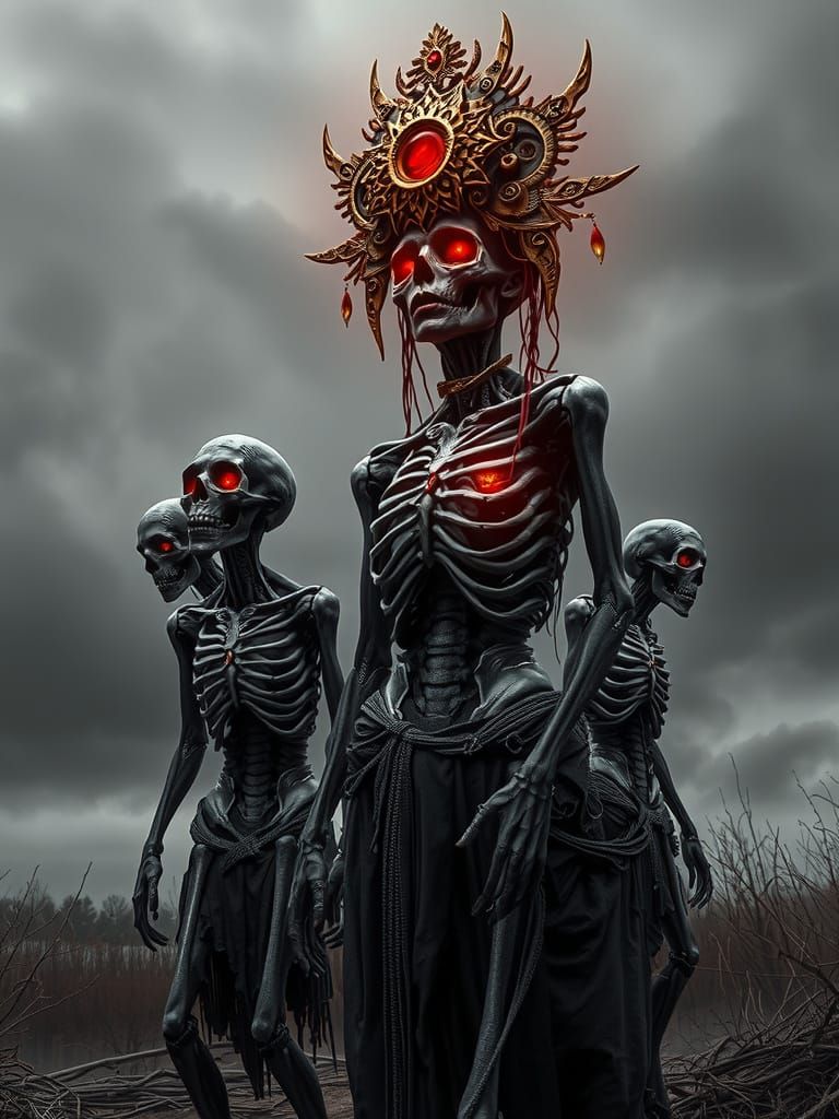 Zombies and Empress in Dark Realism Style