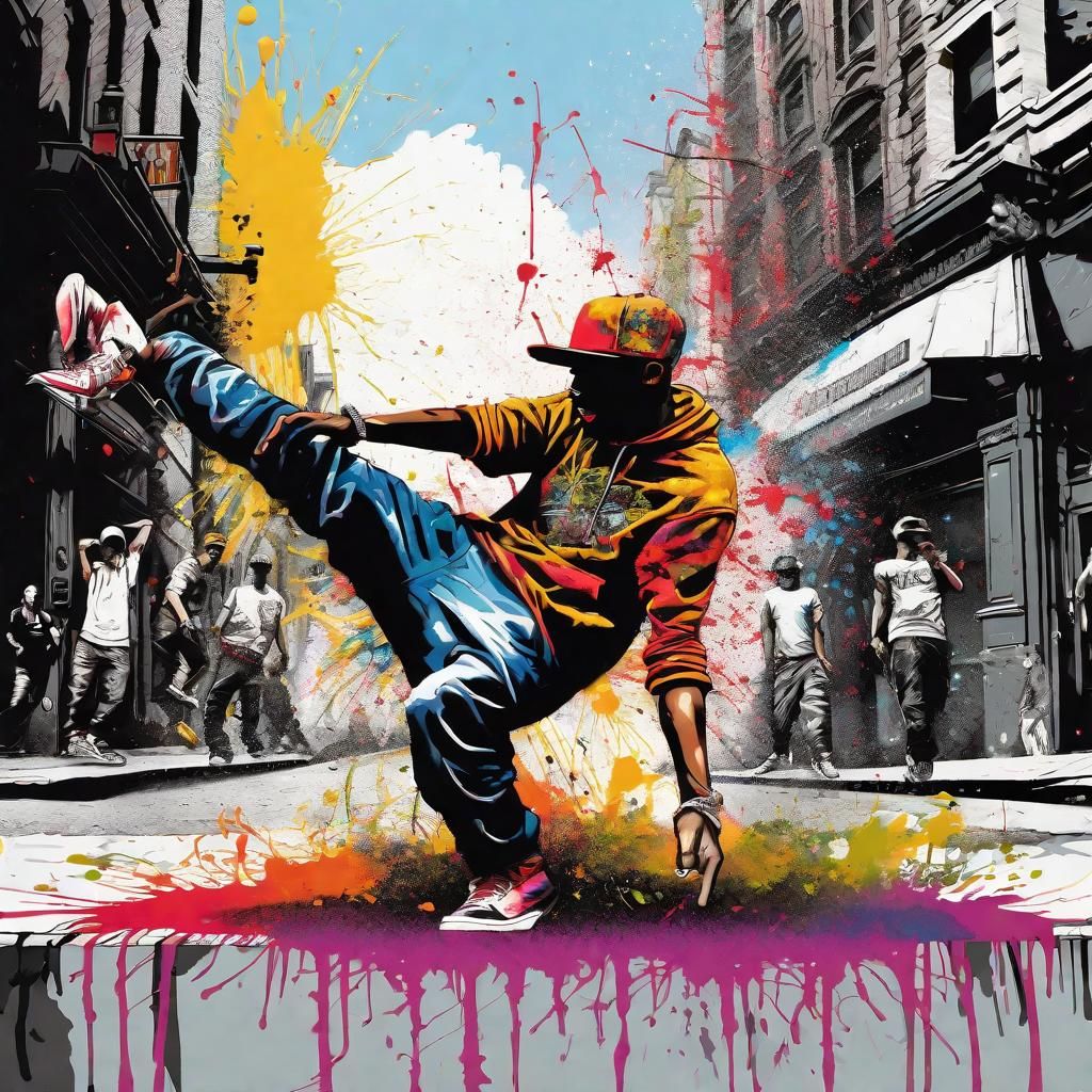 Colorful Ink Splatter Art of Breakdancers