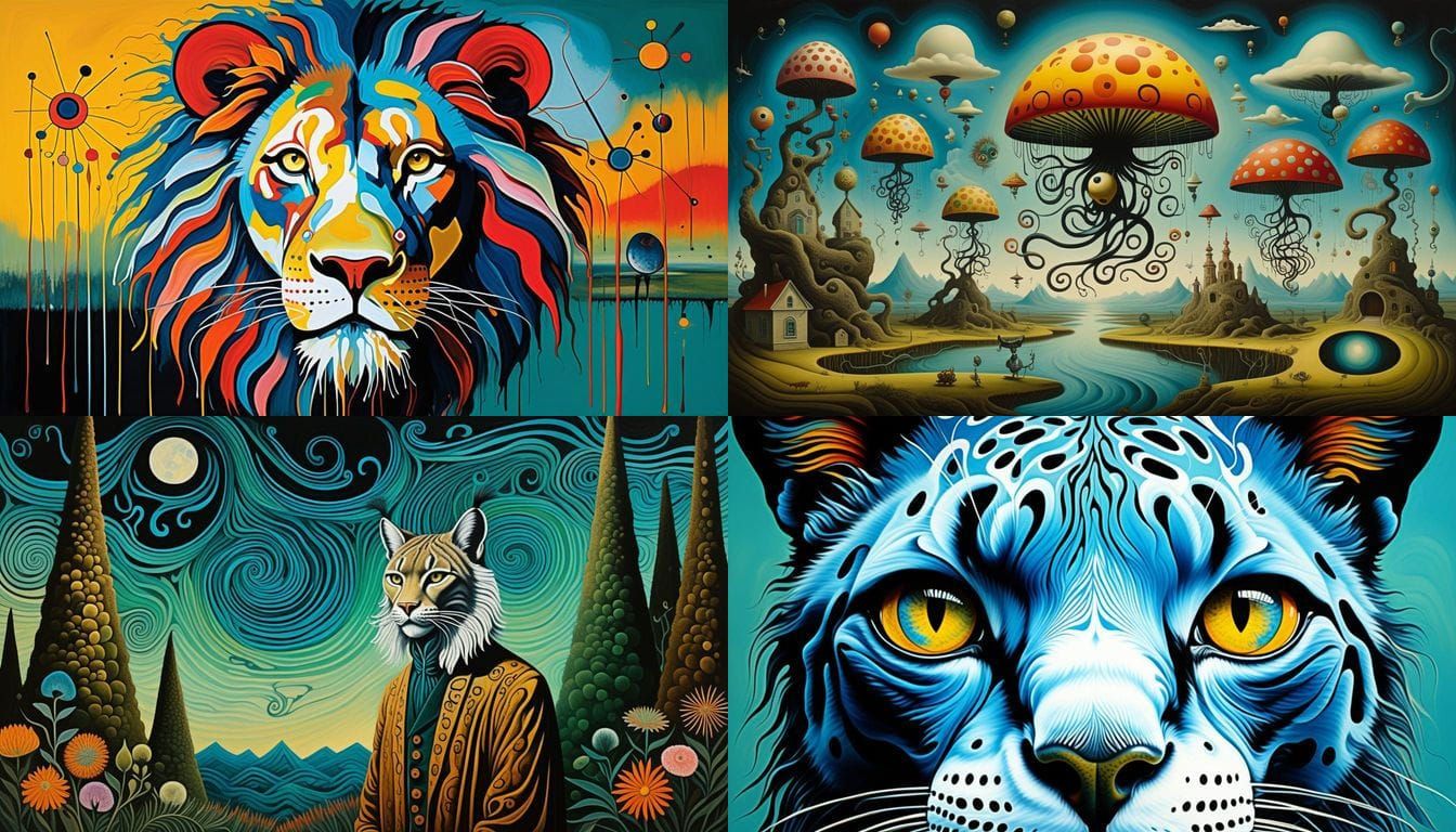 Surrealist Artist's Visionary Portrait of a Fantastical Beas...