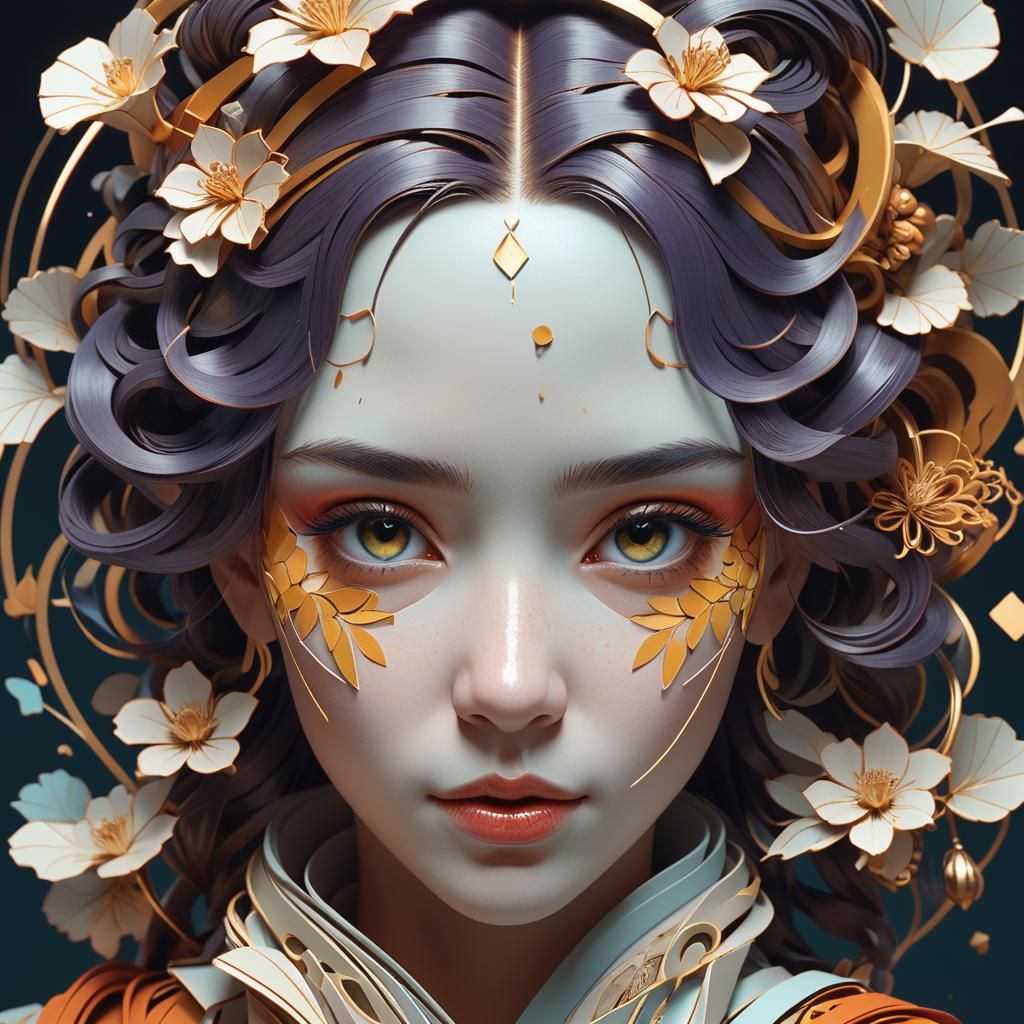 Hyperrealistic Kirigami Portrait with Dynamic Lighting