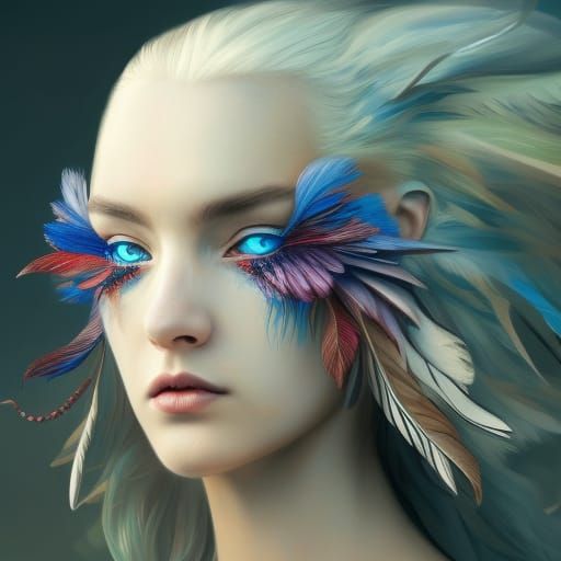 Majestic Feathered Mask Portrait in Hyperdetailed Style