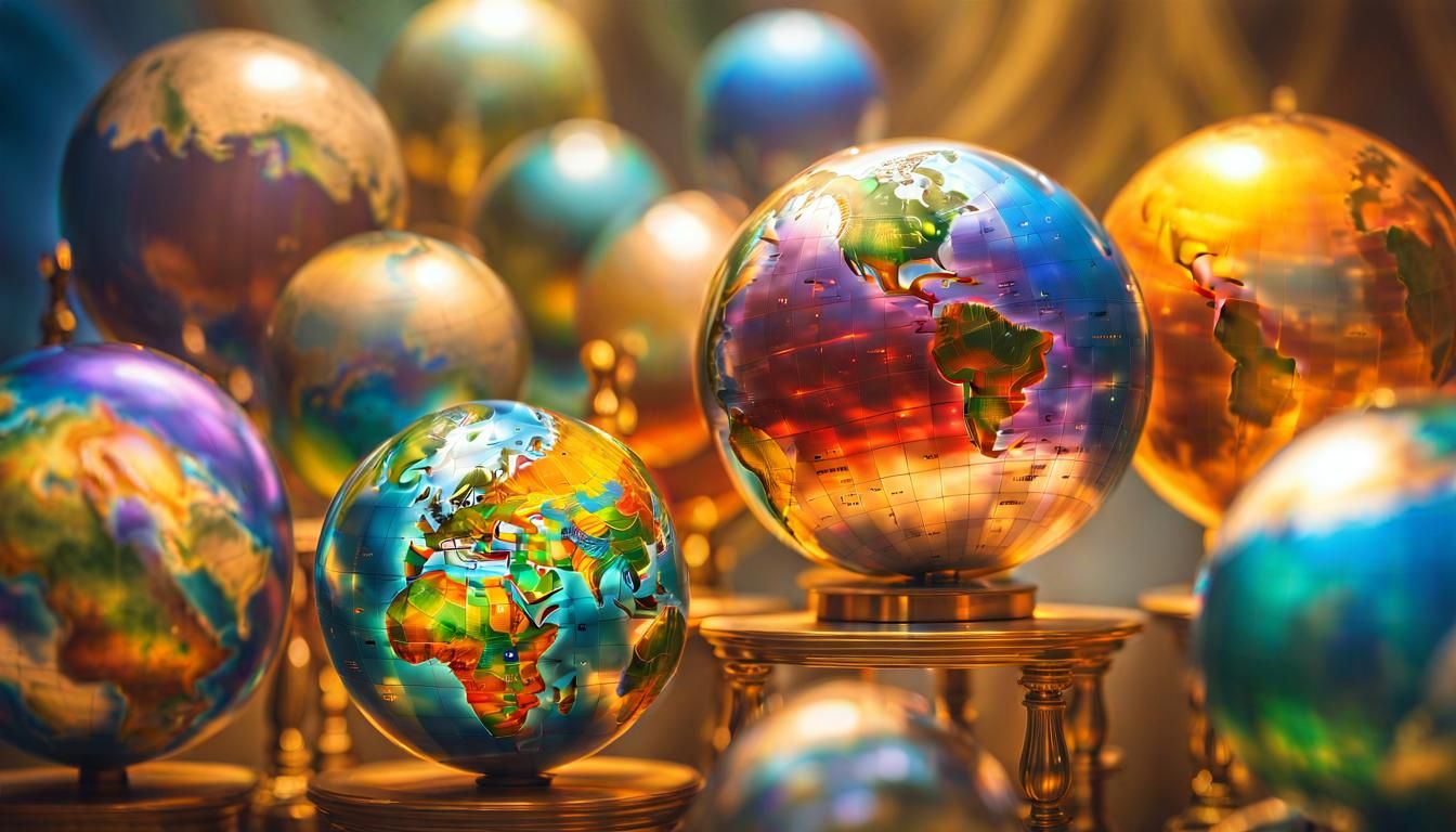 Psychedelic Globes in Acrylic Art Style