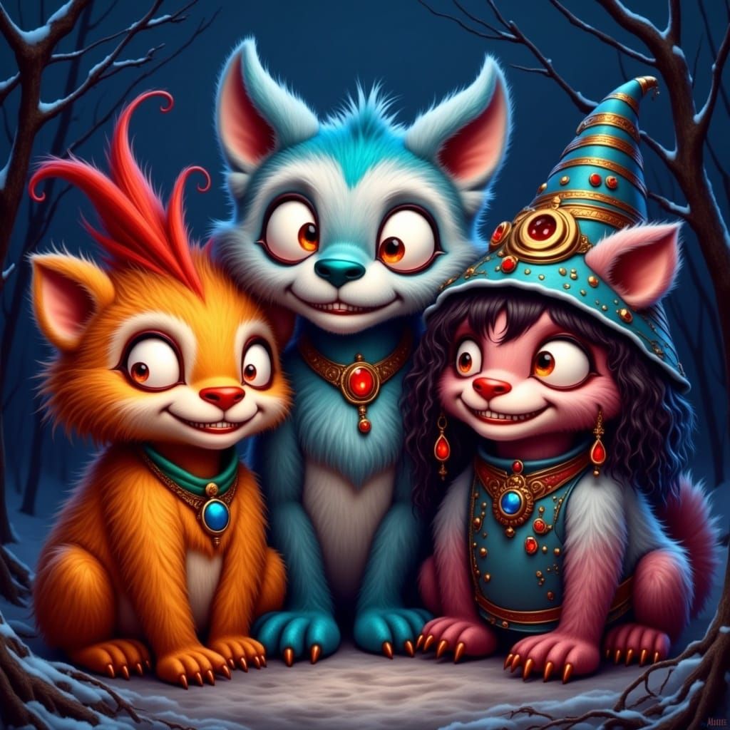 Gothic Cute Creatures Expressing Gratitude