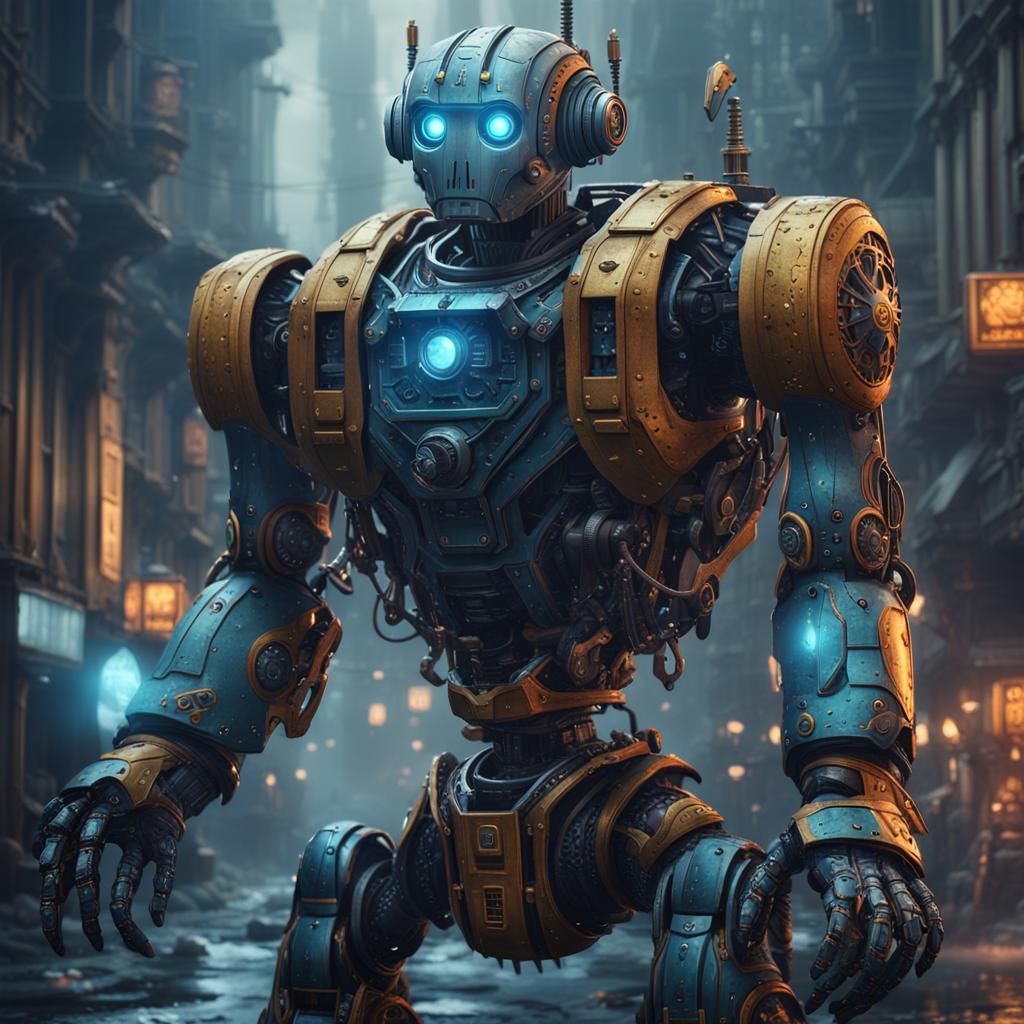 Detailed Robot Matte Painting in Deep Color