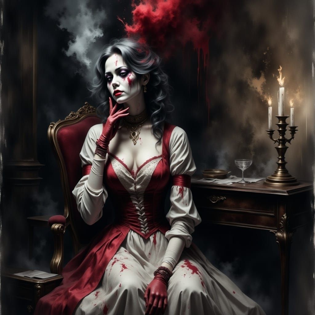 Sad Mime with Dramatic Makeup and Costume