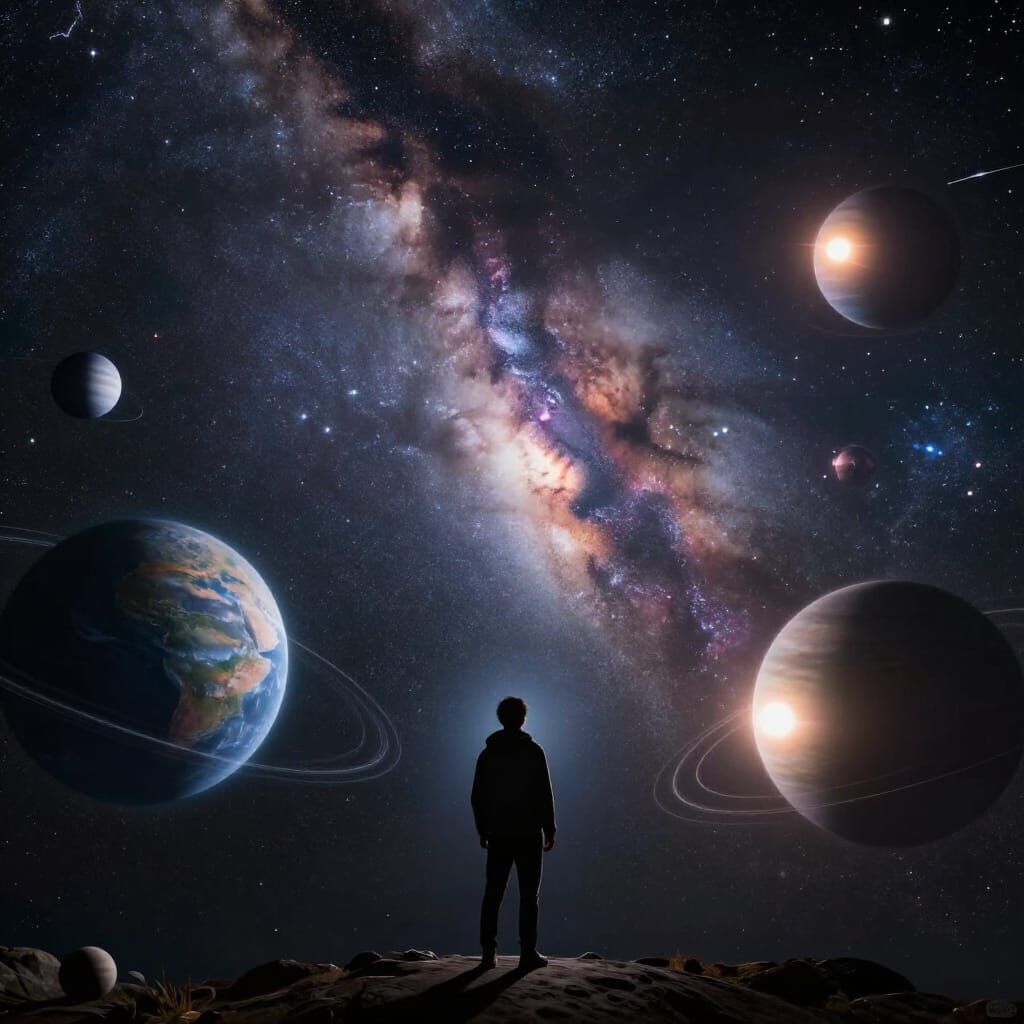 Majestic Milky Way Galaxy Awe Inspiring Digital Matte Painti...