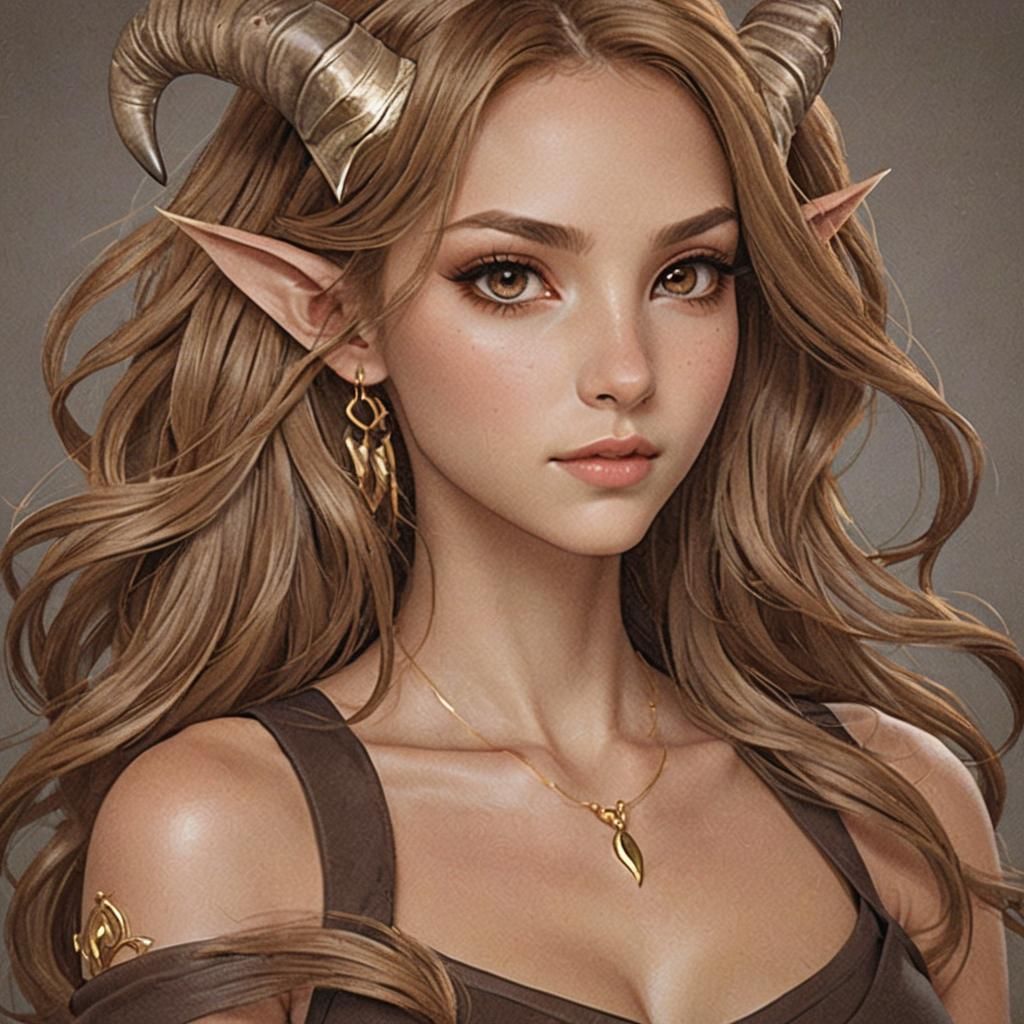 Attractive Gazelle Hybrid with Blonde Hair and Horns