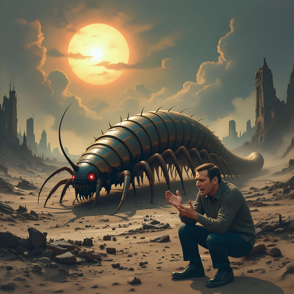 Demonic Centipede in Post-Apocalyptic Wasteland