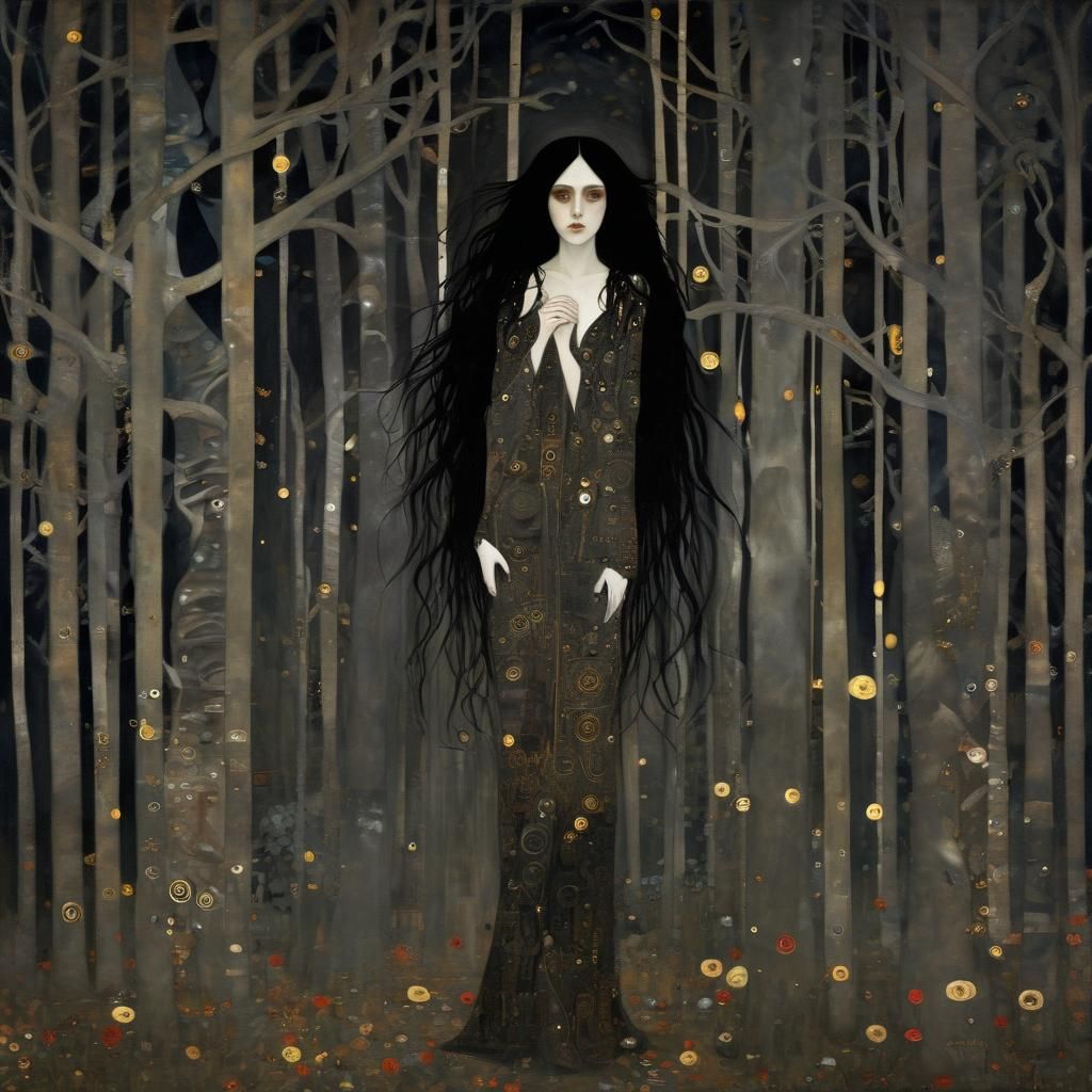 Grimdark Portrait in Gustav Klimt Style