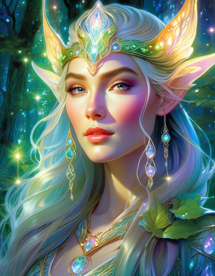 Enchanting Elven Figure Heals Forest in Watercolor Style