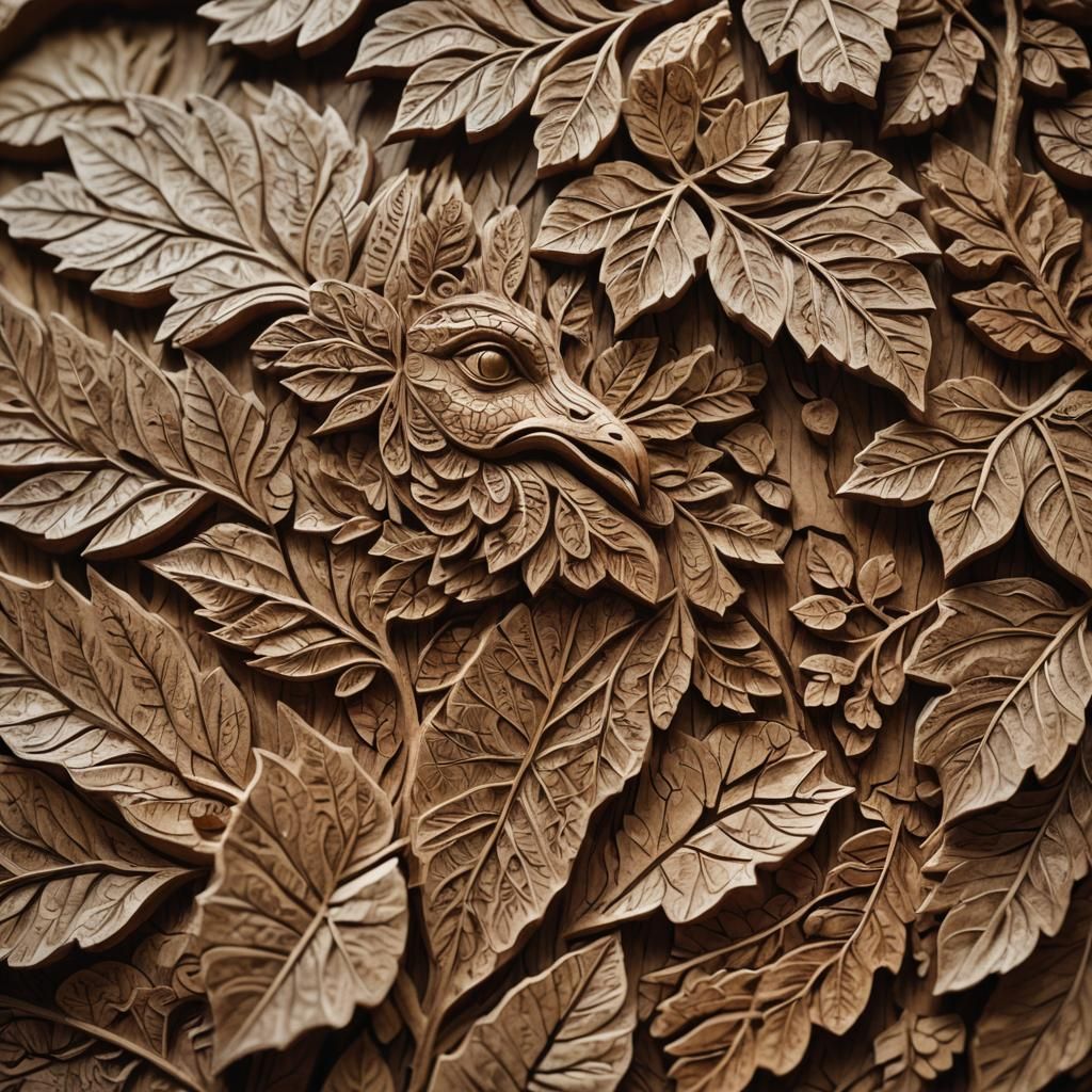Intricate Wood Carving Art of Animals in Nature